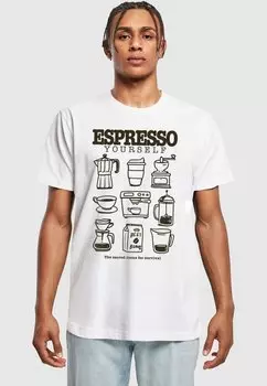 Футболка с принтом ESPRESSO YOURSELF COFFEE TEE Mister Tee, белый