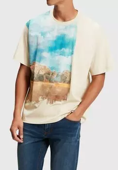 Футболка с принтом Esprit, бежевый меланж