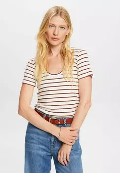 Футболка с принтом Esprit, коричневый