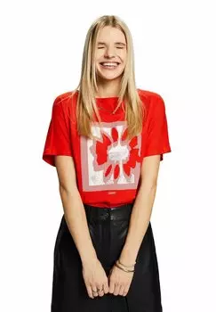 Футболка с принтом Esprit, красный