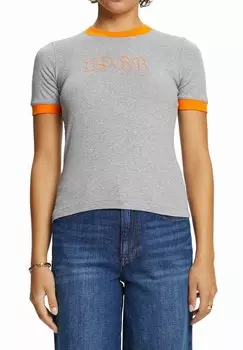 Футболка с принтом Esprit, светло-серый