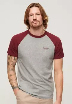 Футболка с принтом ESSENTIAL BASEBALL Superdry, цвет grey marl vintage red marl
