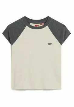 Футболка с принтом ESSENTIAL LOGO RAGLAN Superdry, цвет light oat marl rich charcoal grey