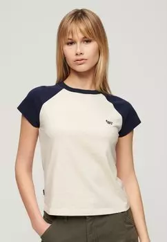 Футболка с принтом ESSENTIAL LOGO RAGLAN Superdry, цвет richest navy light oat marl