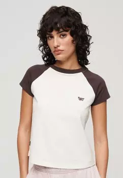 Футболка с принтом ESSENTIAL LOGO RAGLAN Superdry, цвет dark brown off white