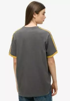 Футболка с принтом ESSENTIAL LOGO RETRO STRIPED Superdry, темно-серый