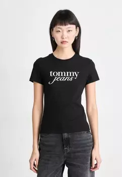 Футболка с принтом ESSENTIAL LOGO TEE Tommy Jeans, черный