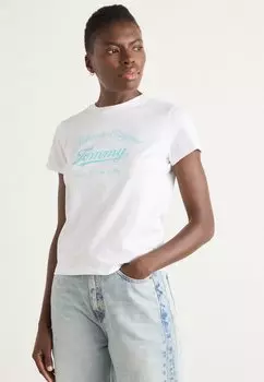 Футболка с принтом ESSENTIAL LOGO TEE Tommy Jeans, кремовый