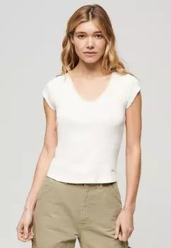 Футболка с принтом ESSENTIAL TRIM V-NECK Superdry, цвет off white