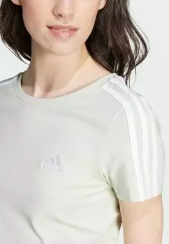 Футболка с принтом ESSENTIALS 3-STRIPES adidas, зеленый