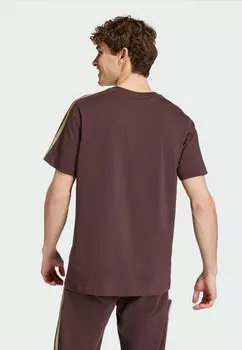 Футболка с принтом Essentials Single 3-Stripes adidas Sportswear, темно-коричневый