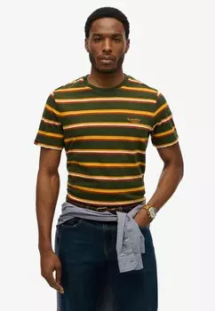 Футболка с принтом ESSENTIALS STRIPE Superdry, зеленый