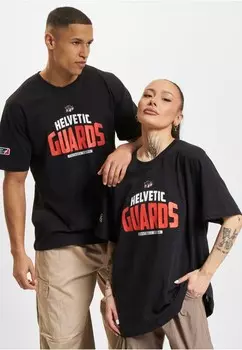 Футболка с принтом EUROPEAN LEAGUE OF FOOTBALL HELVETIC GUARDS DEF, черный