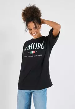 Футболка с принтом Even&Odd, черный