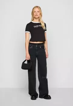 Футболка с принтом EXCLUSIVE ENDLESS CITY GRAPHIC BABY TEE Calvin Klein Jeans, черный