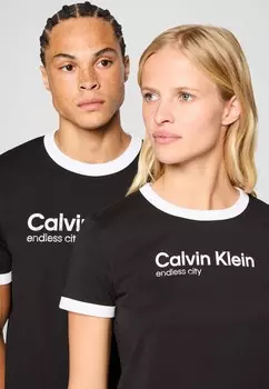 Футболка с принтом EXCLUSIVE ENDLESS CITY GRAPHIC TEE UNISEX Calvin Klein Jeans, черный