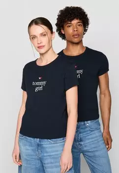Футболка с принтом EXCLUSIVE TEE UNISEX Tommy Jeans, темно-синий