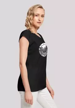 Футболка с принтом EXTENDED SHOULDER DC COMICS WONDERWOMAN SPOT LOGO F4NT4STIC, черный
