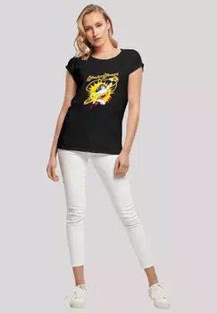 Футболка с принтом EXTENDED SHOULDER DC COMICS WONDERWOMAN VINTAGE LEAP F4NT4STIC, черный