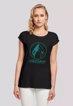 Футболка с принтом EXTENDED SHOULDER DC COMICS AQUAMAN LOGO F4NT4STIC, черный