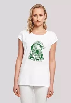 Футболка с принтом EXTENDED SHOULDER HARRY POTTER SLYTHERIN GLITTER F4NT4STIC, белый