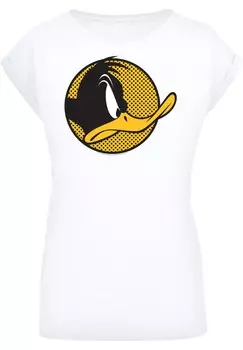 Футболка с принтом EXTENDED SHOULDER LOONEY TUNES DAFFY DUCK DOTTED CARTOON F4NT4STIC, белый