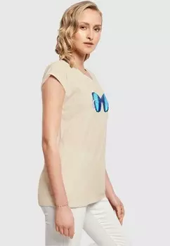 Футболка с принтом EXTENDED SHOULDER Merchcode, цвет Mottled Beige