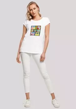 Футболка с принтом EXTENDED SHOULDER 'SPONGEBOB SCHWAMMKOPF COLLAGE' F4NT4STIC, белый