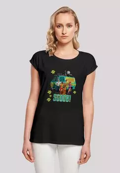 Футболка с принтом EXTENDED SHOULDER T-SHIRT 'SCOOBY DOO MYSTERY INC GROUP' F4NT4STIC, черный