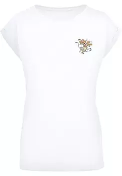Футболка с принтом EXTENDED SHOULDER TOM AND JERRY TV SERIE FAUX POCKET MUM F4NT4STIC, белый