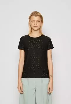 Футболка с принтом Eyelet GAP, цвет true black