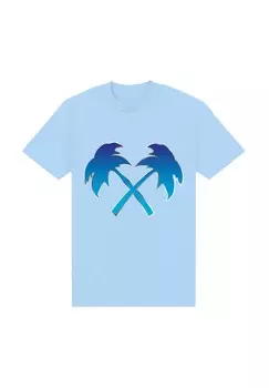 Футболка с принтом FADE CROSS PALMS Henry Tiger, светло-голубой