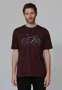 Футболка с принтом FAHRRAD BY NIGHT watapparel, темно-красный