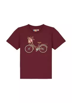 Футболка с принтом FAHRRAD MIT BLUMEN Watapparel, цвет burgundy