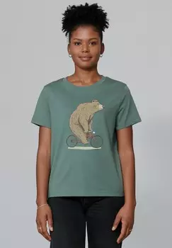 Футболка с принтом FAHRRADBR watapparel, темно-зеленый