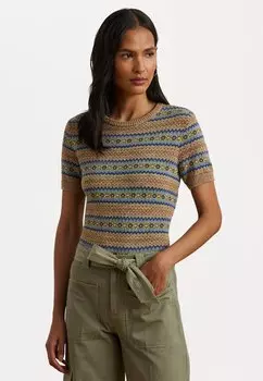 Футболка с принтом FAIR ISLE SHORT SLEEVE SWEATER Lauren Ralph Lauren Petite, мультиколор