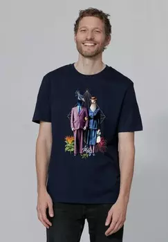 Футболка с принтом FANCY BIRDS watapparel, темно-синий