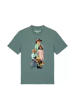 Футболка с принтом FANCY FOX watapparel, цвет Mottled Light Green