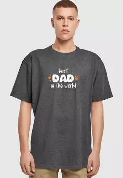 Футболка с принтом FATHERS DAY BEST DAD IN THE WORLD HEAVY OVERS Merchcode, серый
