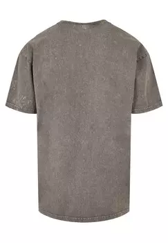 Футболка с принтом FATHERS DAY KING DAD ACID WASHED HEAVY Merchcode, серый