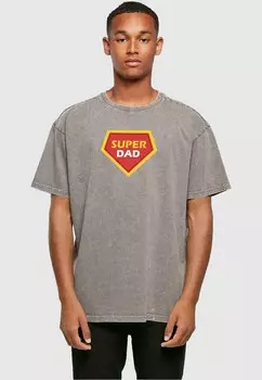 Футболка с принтом FATHERS DAY SUPER DAD ACID WASHED HEAVY Merchcode, серый