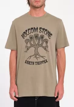 Футболка с принтом FEEDING TREET Volcom, серо-коричневый