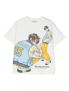 Футболка с принтом Fendi Kids, белый