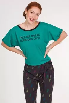 Футболка с принтом FIONA Black Flamingo, ель зеленая