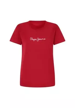 Футболка с принтом FIORE Pepe Jeans, темно-красный