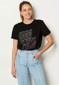 Футболка с принтом FISH Etam, черный