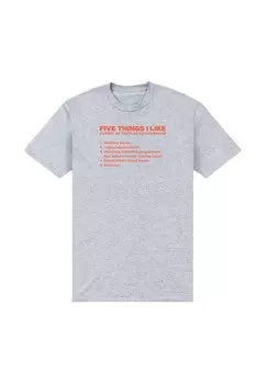 Футболка с принтом FIVE THINGS BACON Henry Tiger, цвет Mottled Light Grey