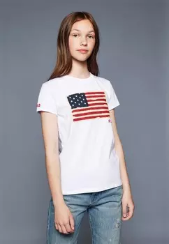 Футболка с принтом FLAG TEE Ralph Lauren, белый