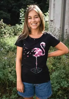 Футболка с принтом FLAMINGO CircleStances, цвет Mottled Black