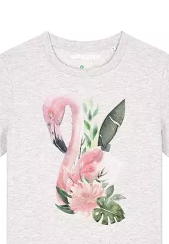 Футболка с принтом FLAMINGO MIT BLUMEN watapparel, светло-серый
